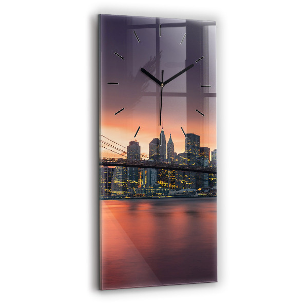 Modern vertical wall clock New York East River
