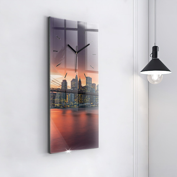 Modern vertical wall clock New York East River