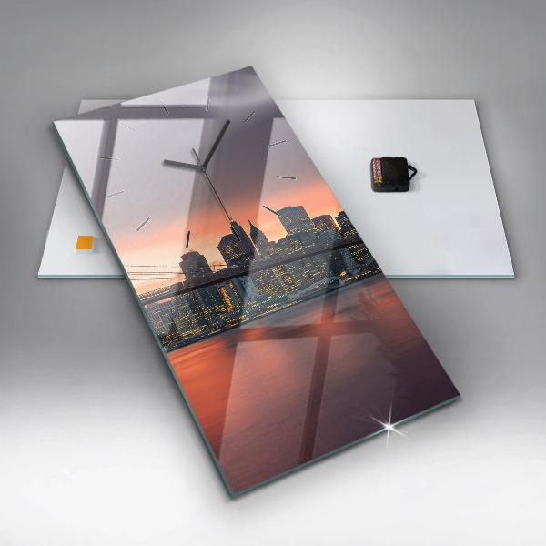 Modern vertical wall clock New York East River