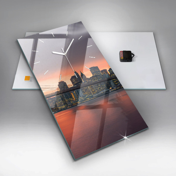 Modern vertical wall clock New York East River
