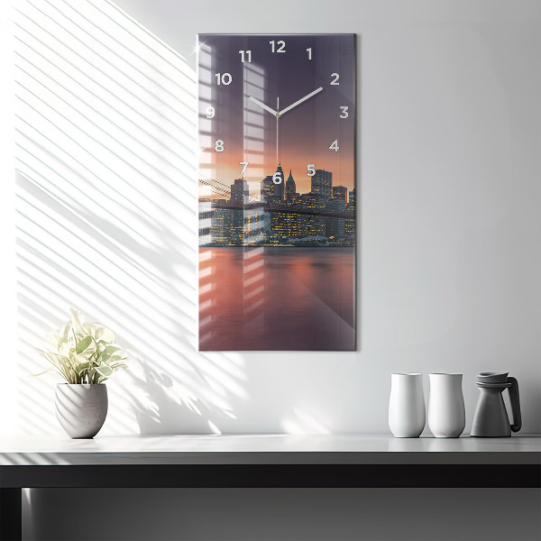 Modern vertical wall clock New York East River