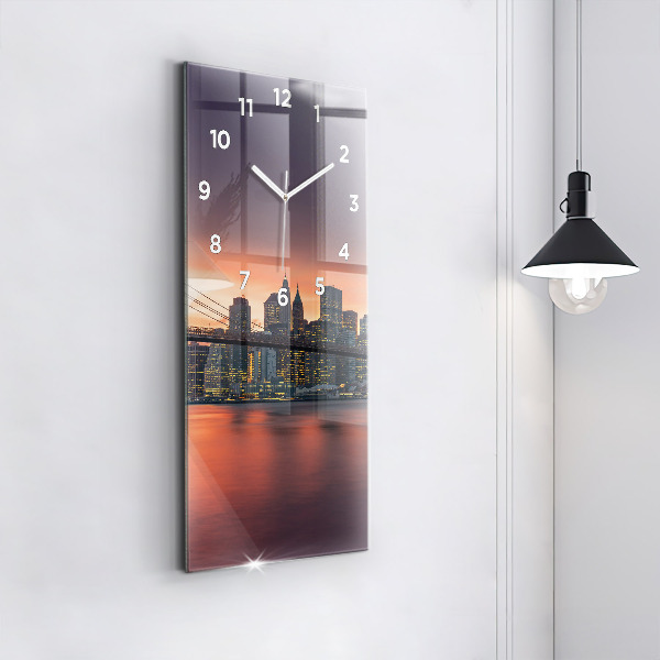 Modern vertical wall clock New York East River