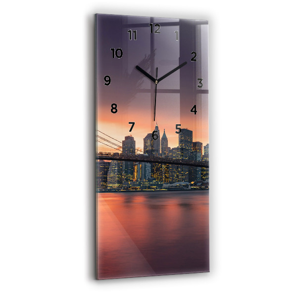 Modern vertical wall clock New York East River