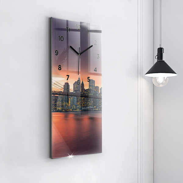 Modern vertical wall clock New York East River