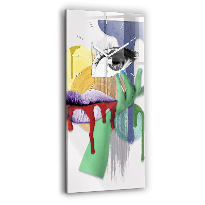 Modern vertical wall clock Surrealist collage