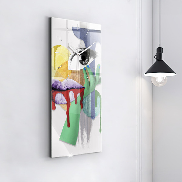Modern vertical wall clock Surrealist collage