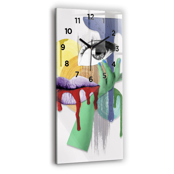 Modern vertical wall clock Surrealist collage