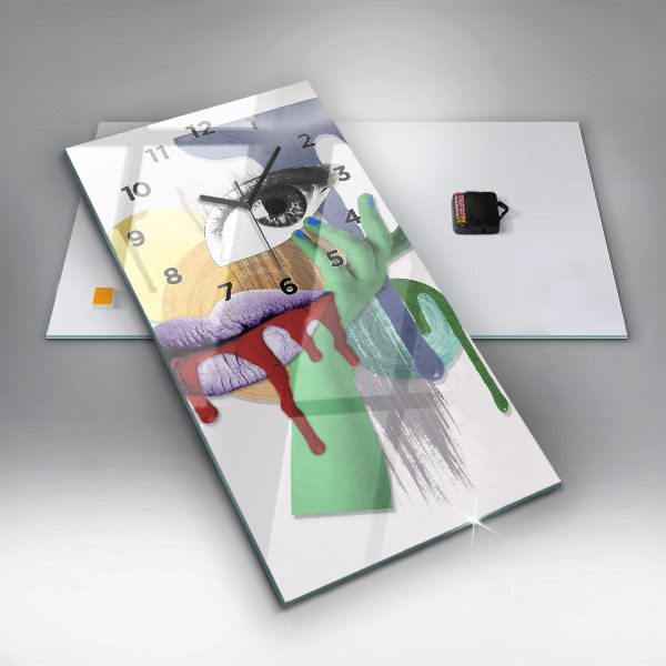 Modern vertical wall clock Surrealist collage