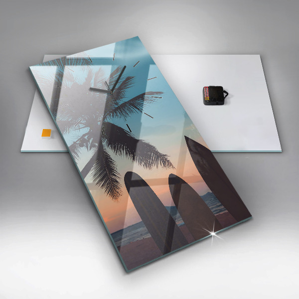 Modern vertical wall clock Surfing on the beach