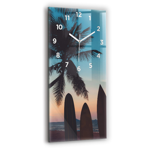 Modern vertical wall clock Surfing on the beach