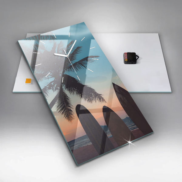 Modern vertical wall clock Surfing on the beach