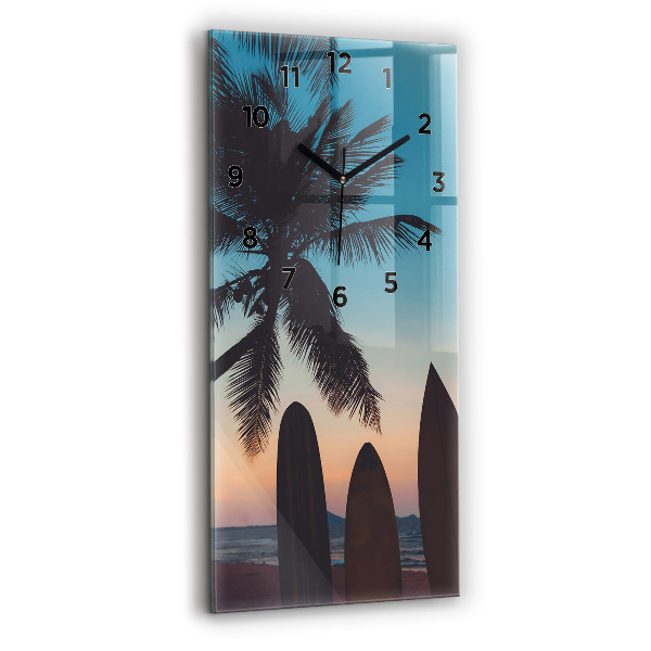Modern vertical wall clock Surfing on the beach