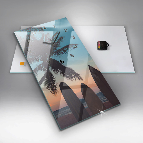 Modern vertical wall clock Surfing on the beach
