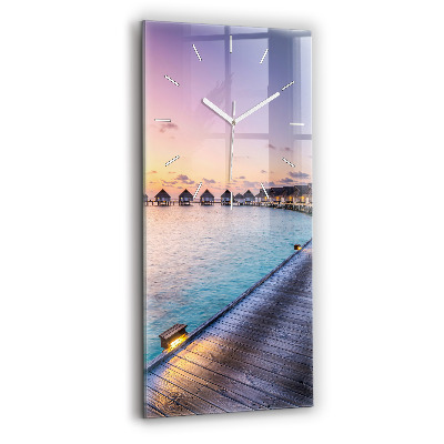 Modern vertical wall clock Sunset Maldives
