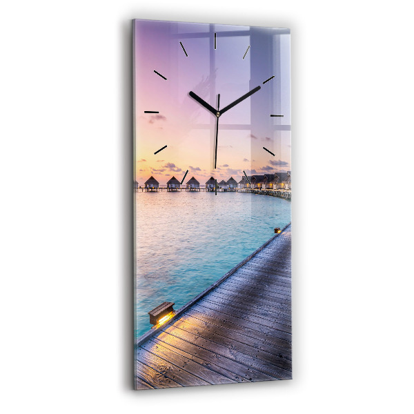 Modern vertical wall clock Sunset Maldives