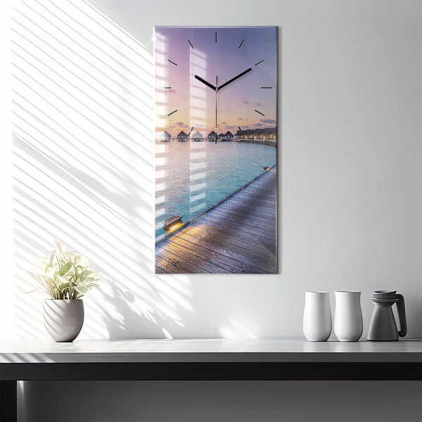 Modern vertical wall clock Sunset Maldives
