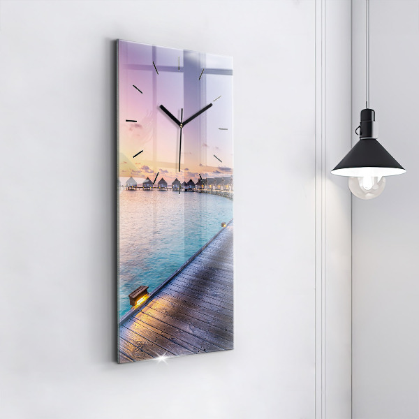 Modern vertical wall clock Sunset Maldives