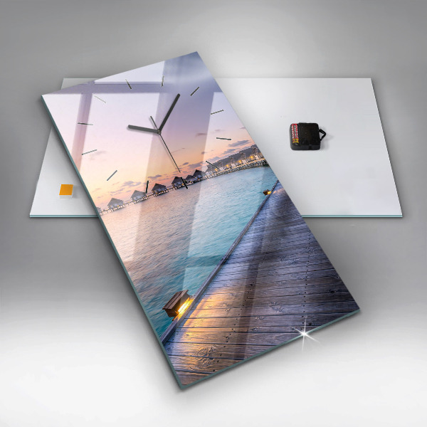 Modern vertical wall clock Sunset Maldives