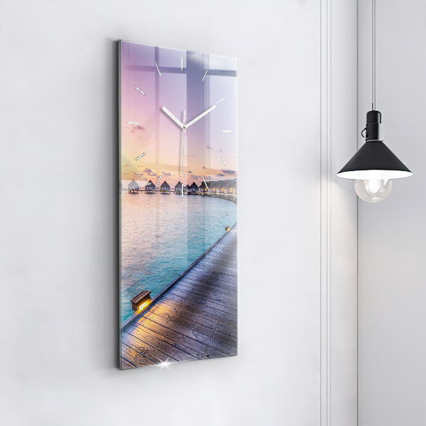 Modern vertical wall clock Sunset Maldives