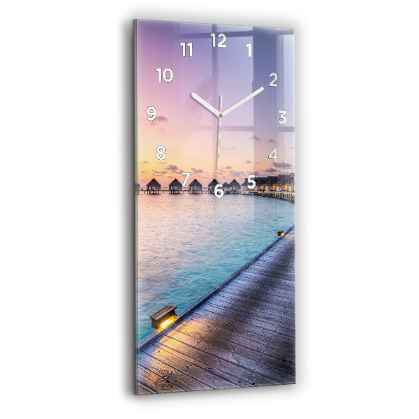 Modern vertical wall clock Sunset Maldives