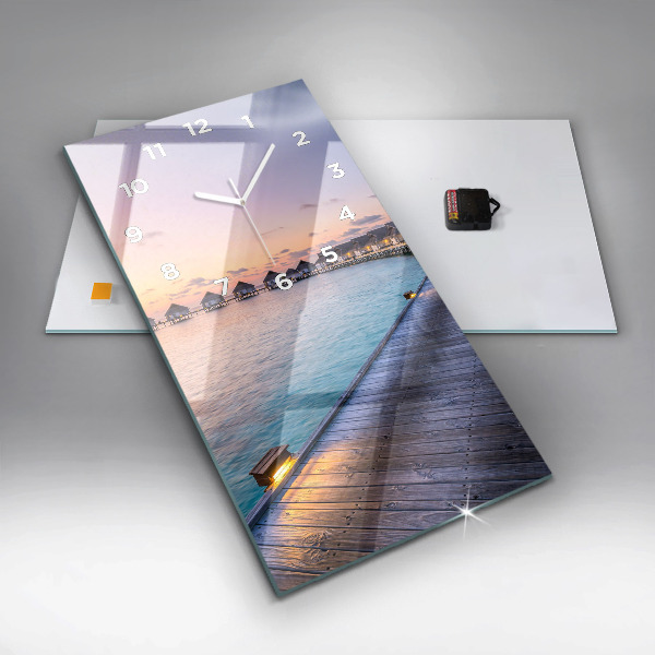Modern vertical wall clock Sunset Maldives