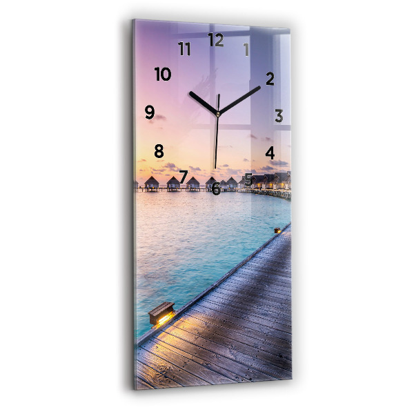 Modern vertical wall clock Sunset Maldives