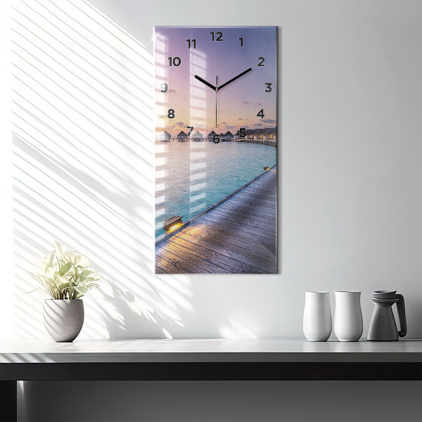 Modern vertical wall clock Sunset Maldives