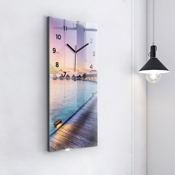 Modern vertical wall clock Sunset Maldives