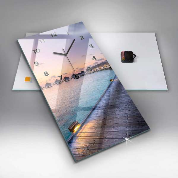 Modern vertical wall clock Sunset Maldives