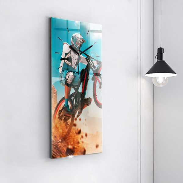 Modern vertical wall clock Stuntman and adrenaline