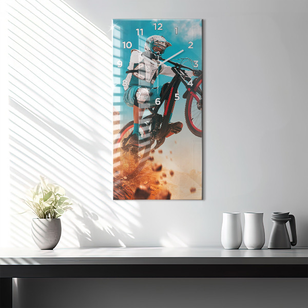 Modern vertical wall clock Stuntman and adrenaline