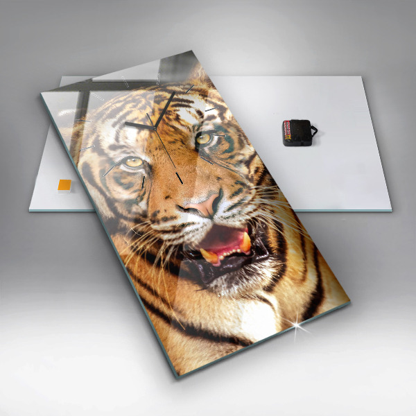 Modern vertical wall clock Tiger - wild look