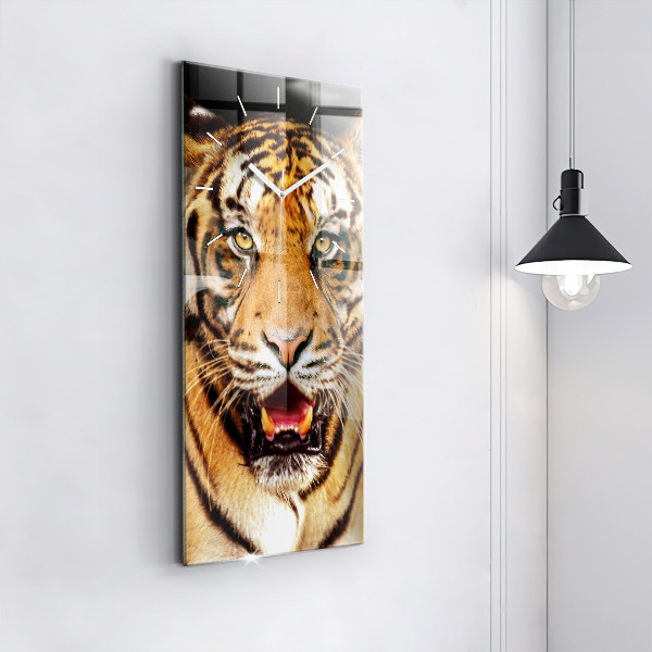 Modern vertical wall clock Tiger - wild look