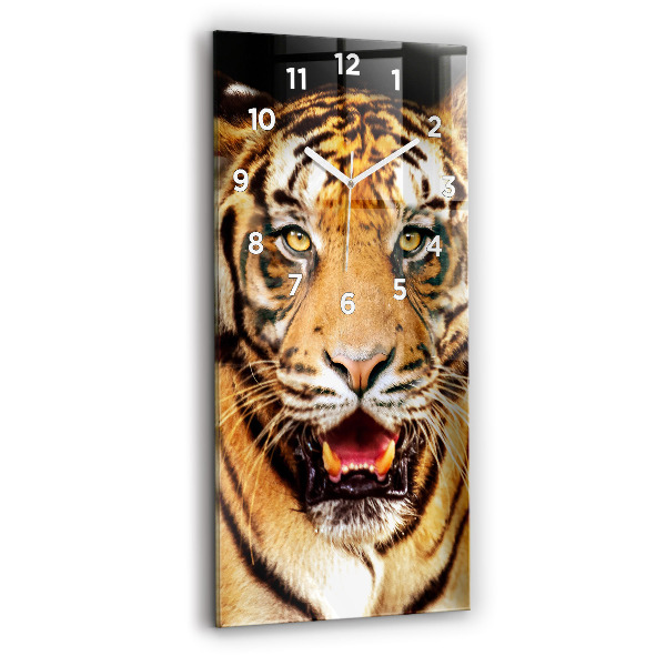 Modern vertical wall clock Tiger - wild look