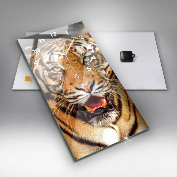 Modern vertical wall clock Tiger - wild look
