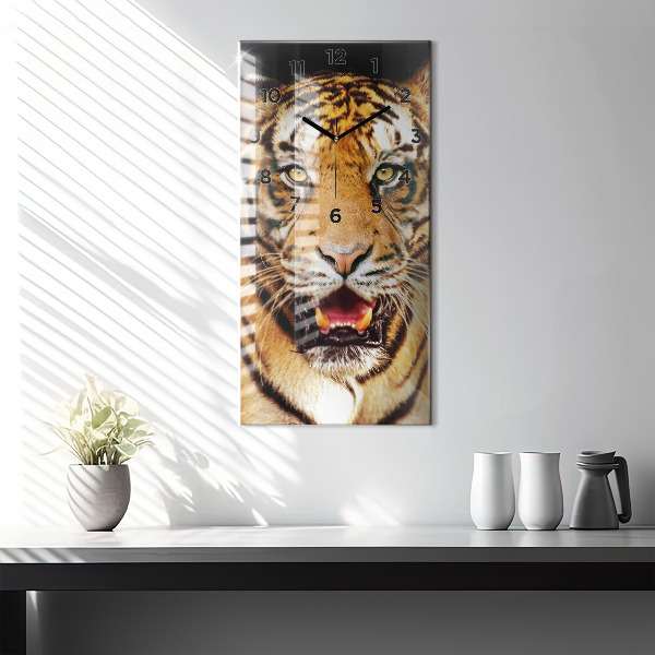 Modern vertical wall clock Tiger - wild look