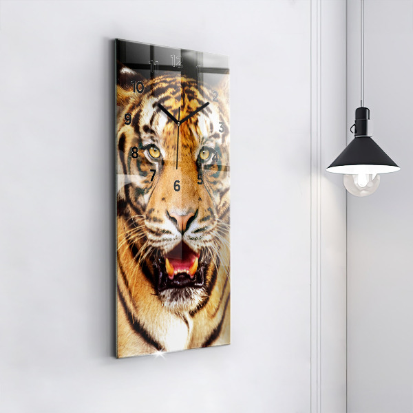 Modern vertical wall clock Tiger - wild look