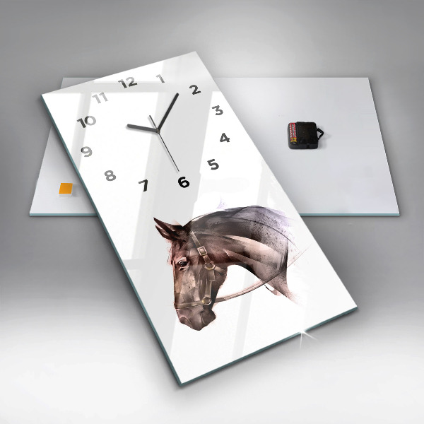 Modern vertical wall clock Painted Horse Profile