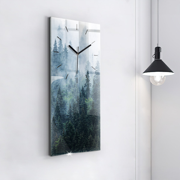 Modern vertical wall clock Misty Mountain Landscape