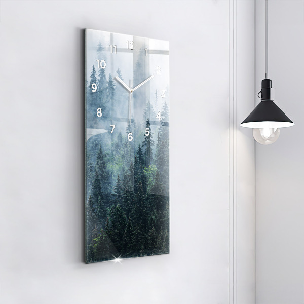 Modern vertical wall clock Misty Mountain Landscape