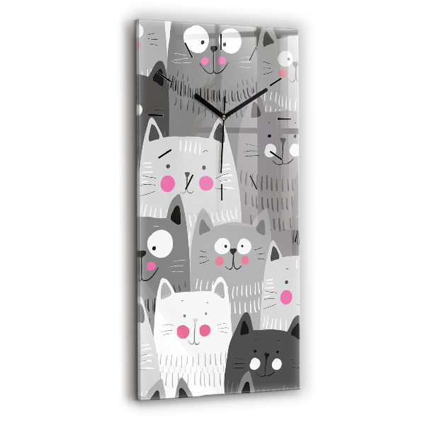 Modern vertical wall clock Pattern with cats