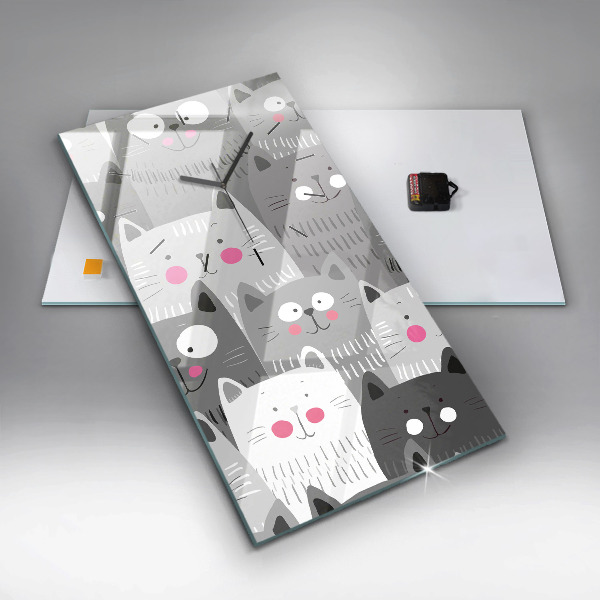 Modern vertical wall clock Pattern with cats