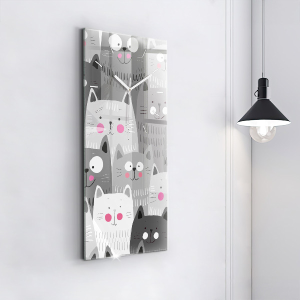 Modern vertical wall clock Pattern with cats
