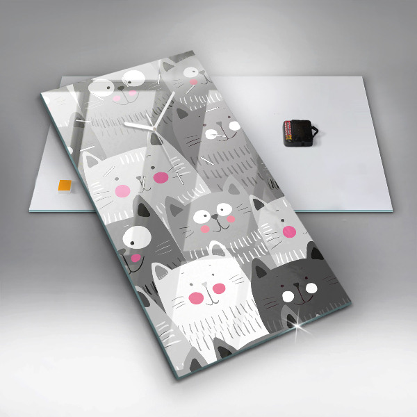 Modern vertical wall clock Pattern with cats