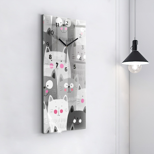 Modern vertical wall clock Pattern with cats