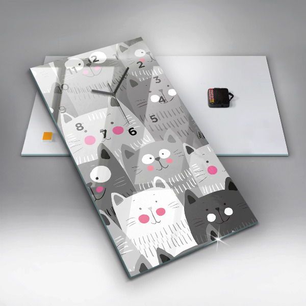 Modern vertical wall clock Pattern with cats
