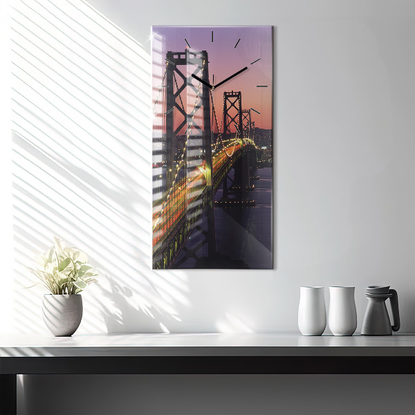 Modern vertical wall clock USA sunset