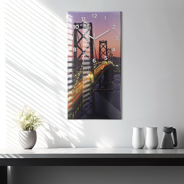 Modern vertical wall clock USA sunset