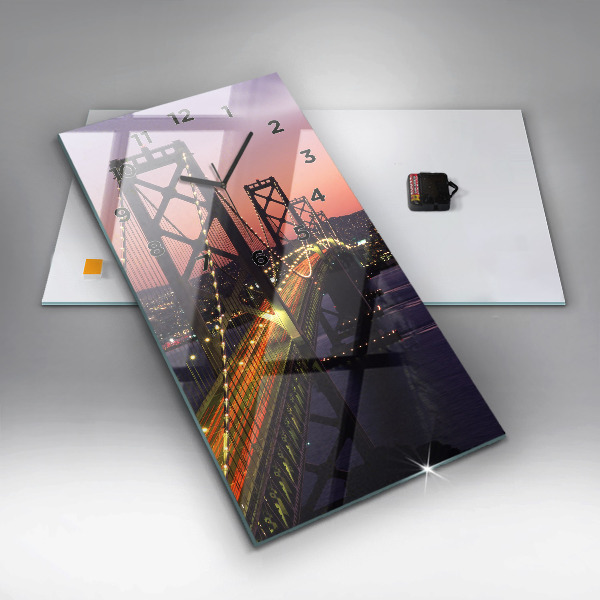 Modern vertical wall clock USA sunset