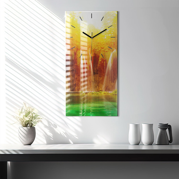 Modern vertical wall clock View of the waterfall